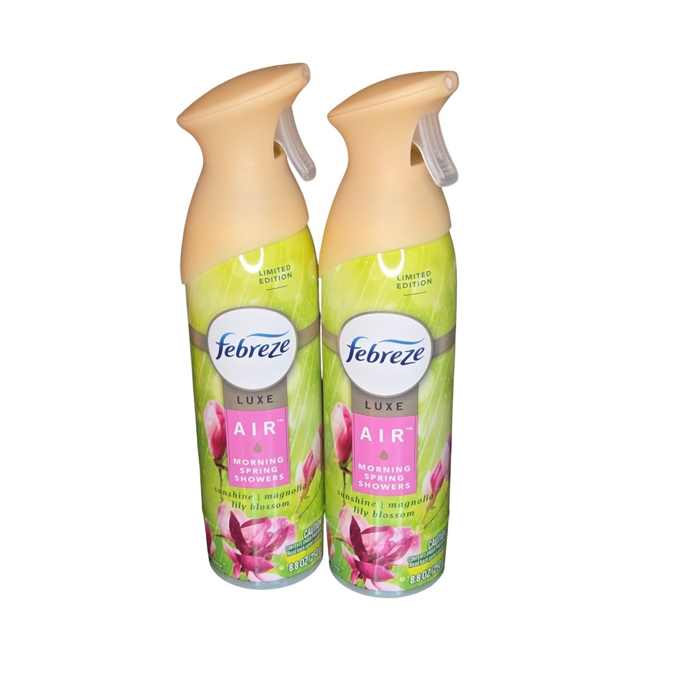 Febreze Luxe Air Morning Spring Showers Spray 8.8oz‎ Limited Edition 2 Pack